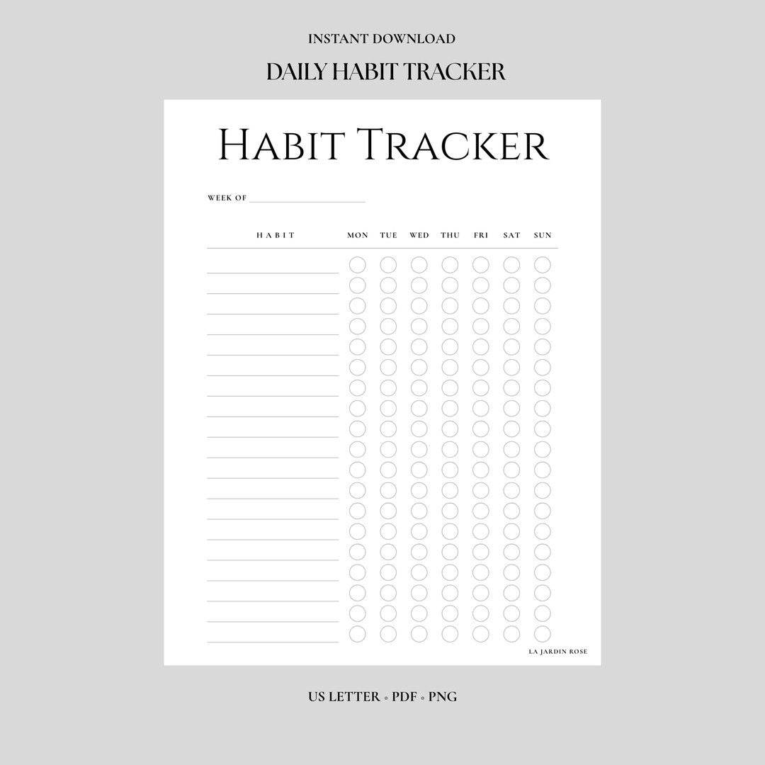 Daily Habit Tracker, Habit Tracker Template, 7 Day Habit Challenge ...