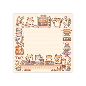 Bakery Hamster Sticky Notes – Kawaii Baking Hamster Kitchen Pad