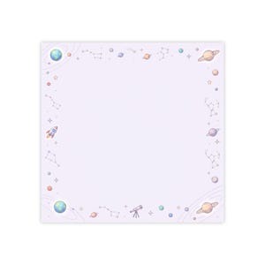 Pastel Space Border Post-it Note Pads | Planets, Rockets, Constellations 3''x 3''