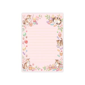 Kawaii Cats and Macarons Post-it Note Pads | Lined Sticky Notes 4''x 6''