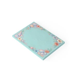 Seashell Border Post-it Note Pad — Aqua Mermaid Beach Memo Notes