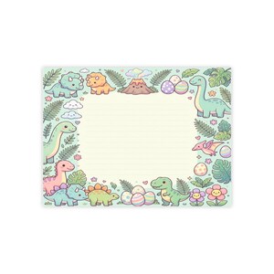 Pastel Dinosaur Post-it Note Pads | Lined Sticky Notes, Desk Stationery