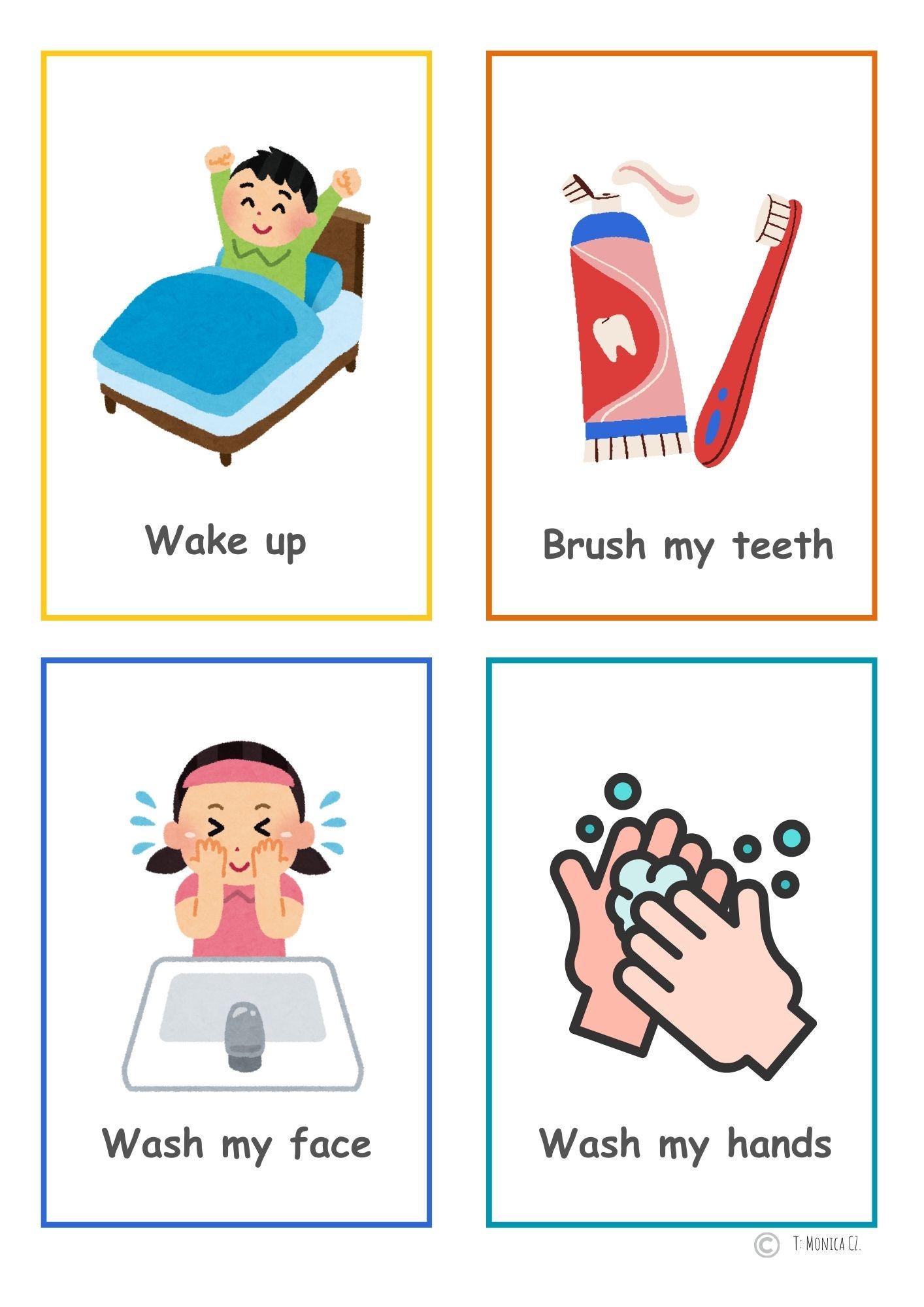 Daily Routine Flascards Daily Routines Flashcards - Etsy