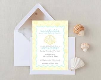Seashell Bridal Shower Invitation | Beach Canva Template (Digital)