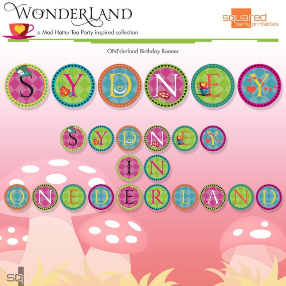 Mad Hatter Tea Party Inspired Printable Onederland Banner 1st