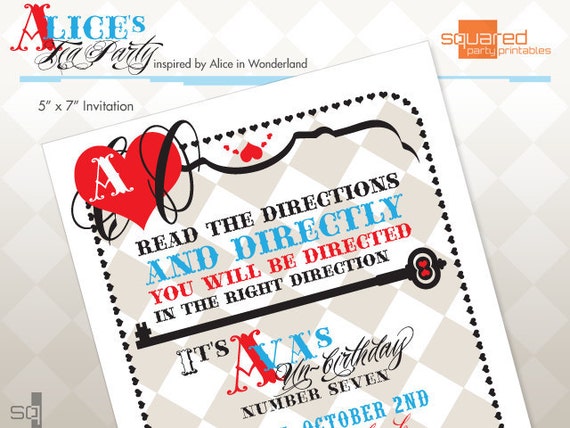 Alice In Wonderland Vintage Tea Party Invitation Printable
