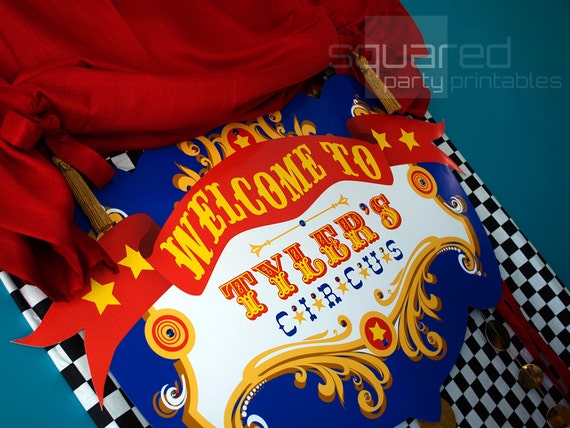Printable Banner - Circus Birthday Backdrop - Party Printable Sign - DIY Print - Primary Colors, Vintage Carnival Party Sign, Circo Carnaval Il_570xn