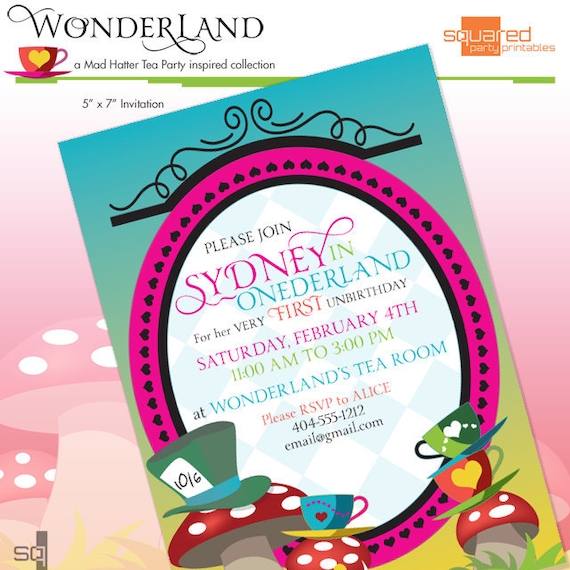 Mad Hatter Tea Party Inspired Tea Party Printable Invitation