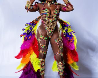 Handcrafted Caribbean Carnival Costume-Gemstone Female Outfit