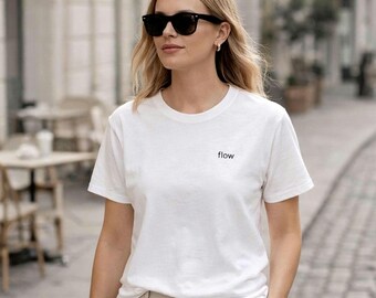 Minimalist Embroidered Tee – Quiet Luxury Outfit, Neutral Capsule Wardrobe Essential, Soft Living Aesthetic, Flow