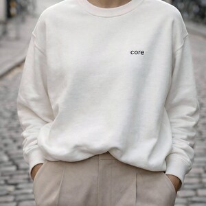 Sudadera minimalista de cuello redondo para mujer, jersey polar neutro, sudadera básica para el día a día, prenda esencial para un armario cápsula, sudadera unisex.
