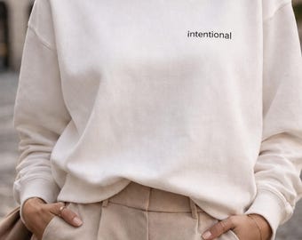 Minimalist Sweatshirt Women Neutral Crewneck Pullover Unisex Fleece Sweatshirt Everyday Basic Minimal Clothing Gift For Her