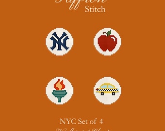 Needlepoint Chart | NYC Magnet/Bag Charm Set of 4