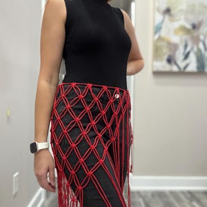 Handmade Macrame Fringe Belt, Boho Festival Skirt Cover-Up