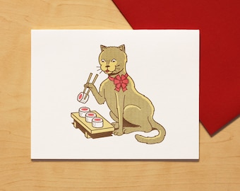 Happy Holiday Cat Hand-printed Letterpress Card