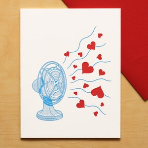 Flying Hearts Hand-printed Letterpress Card for Anniversary, Valentine's Day or Just Love image 1