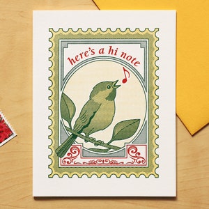 Hi Note Hand-printed Letterpress Bird Song Card
