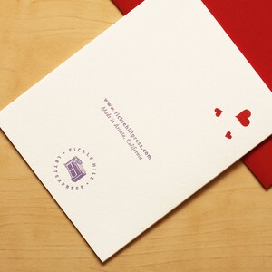 Flying Hearts Hand-printed Letterpress Card for Anniversary, Valentine's Day or Just Love image 2