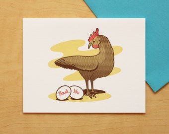 Chicken "Thank You" Hand-printed Letterpress Card