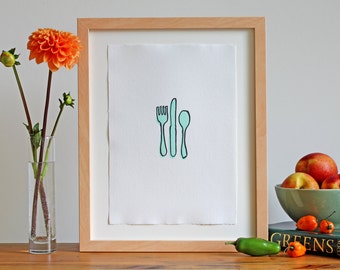 Letterpress Wall Art / Kitchen Art – Cutlery Print