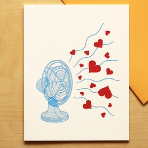 Flying Hearts Hand-printed Letterpress Card for Anniversary, Valentine's Day or Just Love image 3