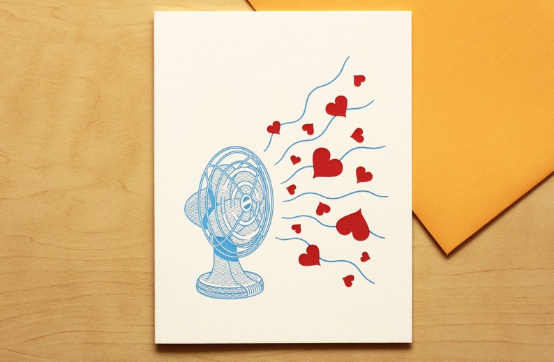Flying Hearts Hand-printed Letterpress Card for Anniversary, Valentine's Day or Just Love image 3