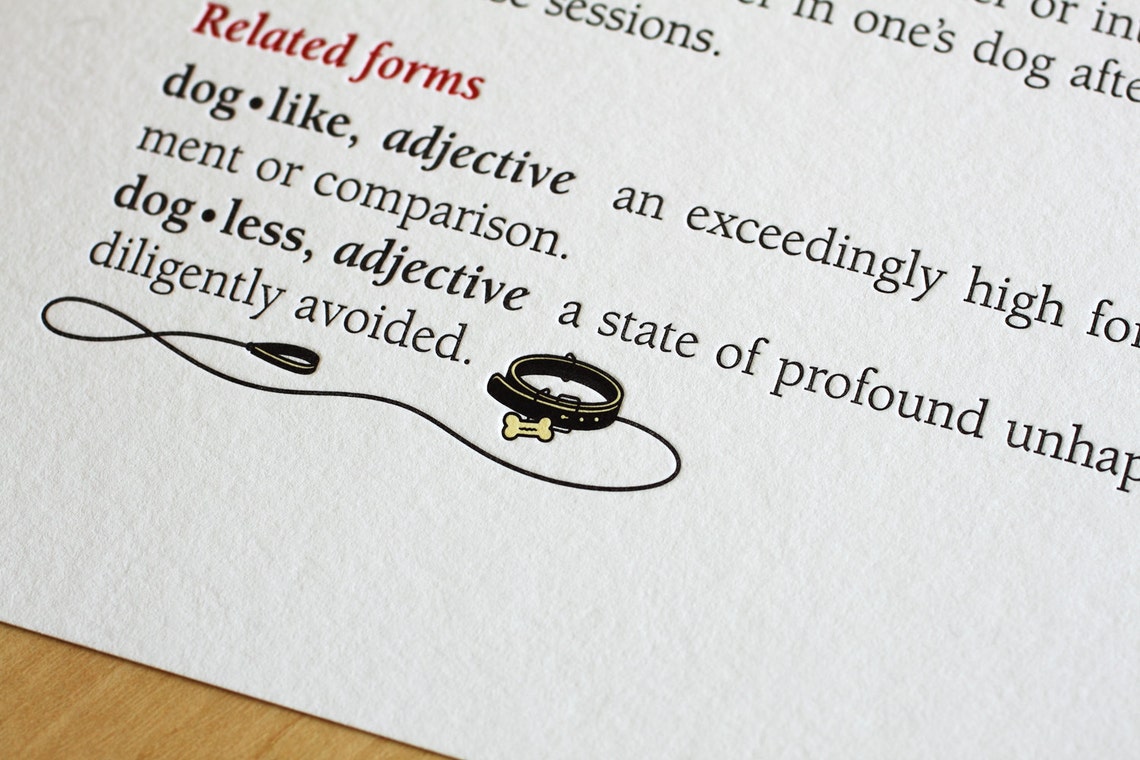 Letterpress Wall Art Dog Dictionary Definition Art Print Etsy