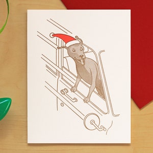Christmas Dog Holiday Hand-printed Letterpress Card