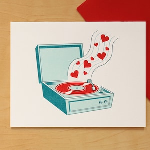 Love Song Hand-printed Letterpress Card for Anniversary, Valentine&#39;s Day or Just Because