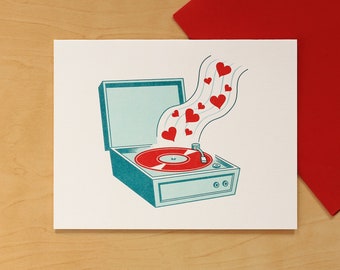 Love Song Hand-printed Letterpress Card for Anniversary, Valentine's Day or Just Because