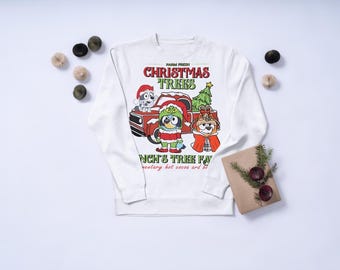 Christmas Tree Farm Clipart: Cartoon Characters, Vintage Truck (PNG Digital Download)