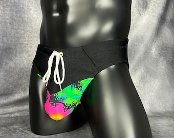 Men's Black Abstract Swimsuit