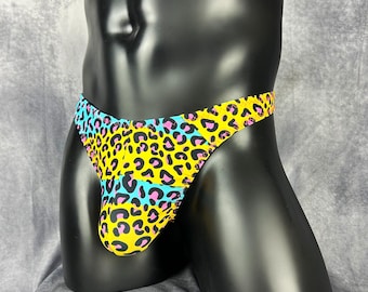 Men's Blue & Yellow Leopard Print Underwear