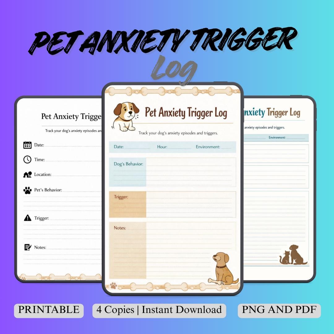 Weekly Trigger Log Pet Anxiety Trigger Log Printable | Behavior Trigger Tracker | Stress ...