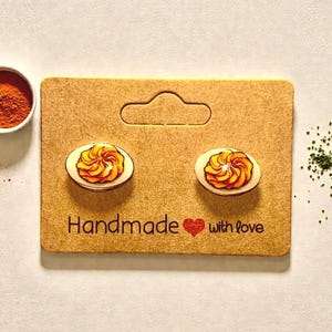 Handmade Deviled Egg Stud Earrings, Food Jewelry, Thanksgiving Earrings, Hypoallergenic Posts