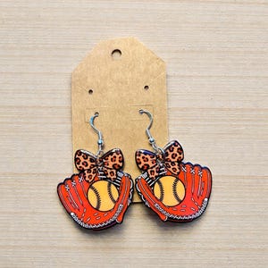 Softball Dangle Earrings, Titanium Dangles, Girls Game Day