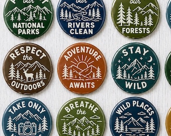 Protect National Parks Pin Button, Save Forests, Leave No Trace, Outdoor Adventure Badge Collection Gift
