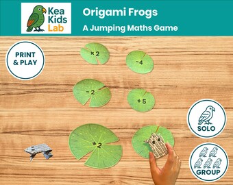 Origami Frogs Math Game – Jumping Addition, Subtraction, Multiplication (Printable)