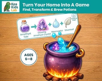 Potion Ingredient Hunt Game – Screen-Free Indoor Movement Activity (Ages 6–8)