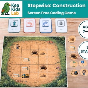 Gra do kodowania do druku dla dzieci w wieku 7–10 lat | Aktywność STEM bez urządzeń elektronicznych | Budowa krok po kroku