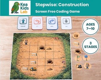 Printable Coding Game Ages 7–10 | Unplugged STEM Activity | Stepwise Construction