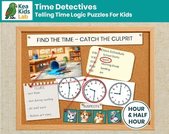 Time Detectives | Analog Clock Mystery Game | Printable 1st Grade Math
