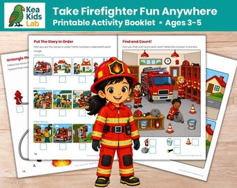 Firefighter Busy Book, Preschool Printable Activities, Quiet Time, Community Helpers, Ages 3–5