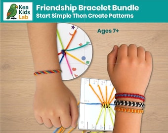 Friendship Bracelet Bundle for Kids | Beginner + Intermediate Printable Patterns | Screen Free Craft Activity