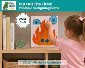 Firefighter Shape Matching Game Printable | Preschool Activity Ages 3–5 | Birthday Party Game