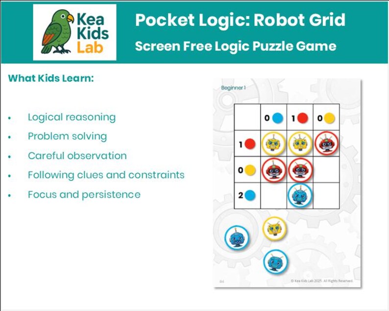 Pocket Logic: Robot Grid - Beginner - Screen Free Logic Puzzle Game for ...