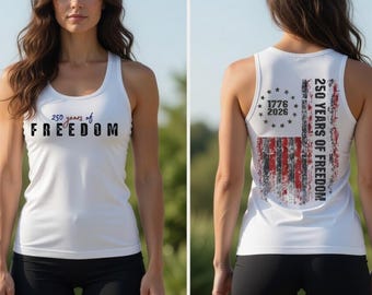 250 Years of Freedom Patriotic Tank, Celebrate America's Milestone, USA Pride Top, Independence Day Tribute
