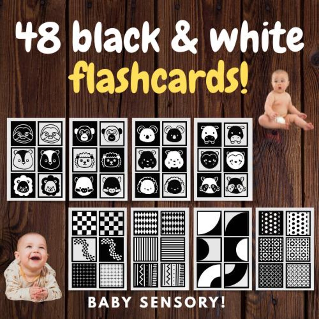 Black and White Baby Flash Cards | High Contrast Sensory, Visual