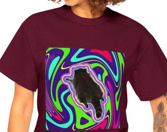 Psychedelic Drunk Raccoon Shirt Funny Meme Design Humor Graphic Tee Viral Conversation Starter Quirky Apparel Comedy Crew Neck Style Gift
