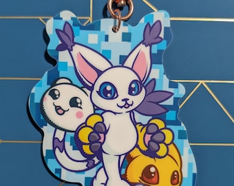 Llavero acrílico Digimon Gatomon Tailmon Evolution